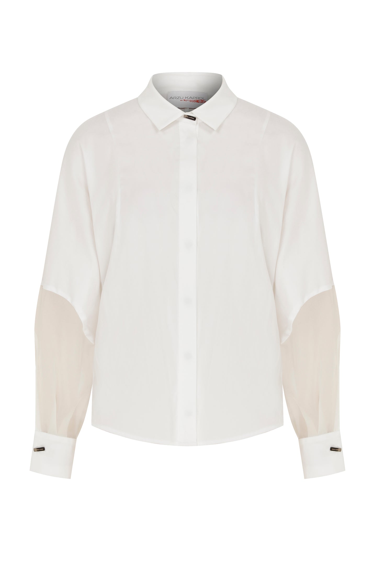 Organze Detaylı Beyaz Gömlek