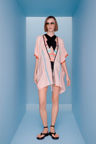 Geleneksel Hatay İpeği El Dokuması Pembe Kaftan