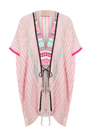 Geleneksel Hatay İpeği El Dokuması Pembe Kaftan