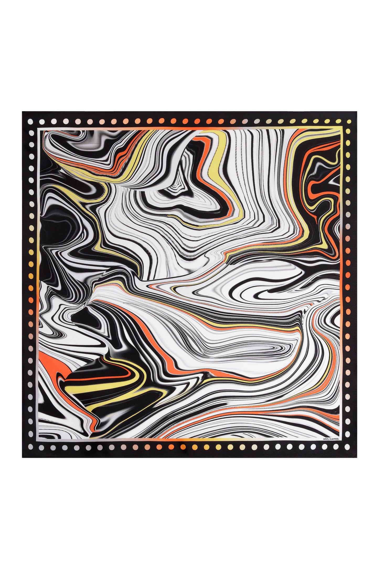 ARZU KAPROL-Biz Ebru Desenli İpek Eşarp (50x50)