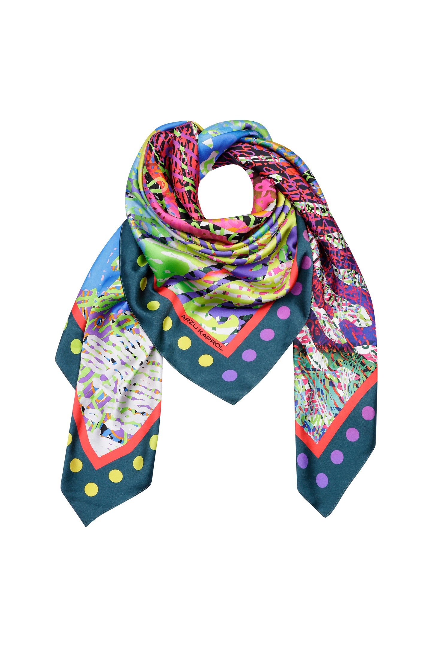 Arzu Kaprol AW 22-23 Homage to Humanity Parmak İzi İpek Eşarp (140X140)