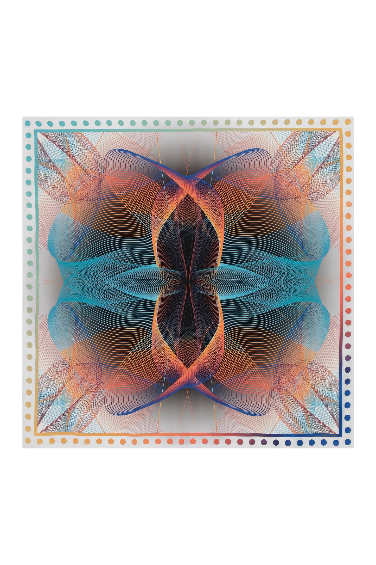 Arzu Kaprol-BİZ Astral Neon Gri Desen İpek Fular (50x50)