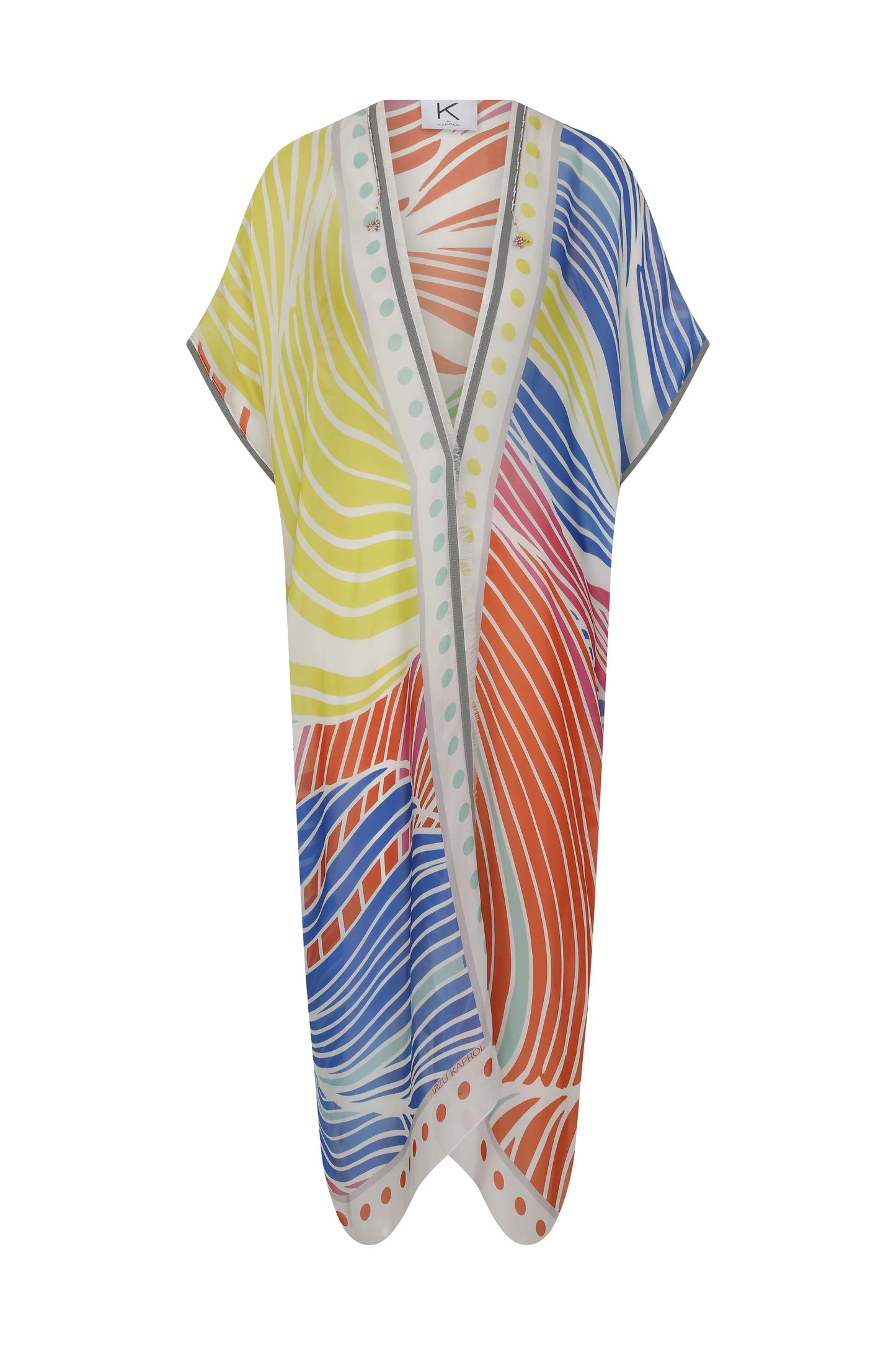 Floral Desen İpek Şifon Kaftan