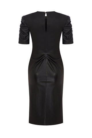 Black Leather Dress with Slit Detail