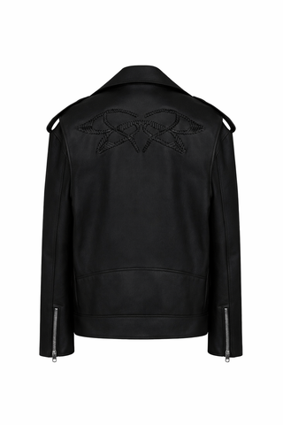 Siyah Oversize Biker Deri Ceket
