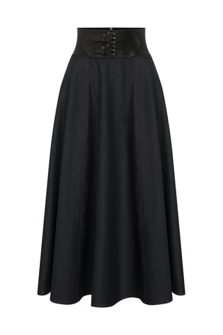Denim Skirt with Belt Detail