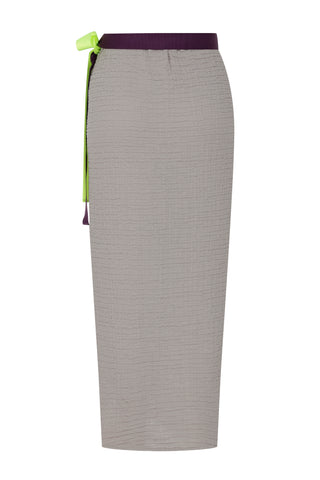 Crepe Grey Midi Wrap Skirt