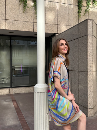 Eyenaz Desenli Cupro Kaftan