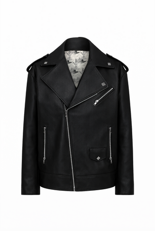 Siyah Oversize Biker Deri Ceket