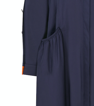 Hakim Yaka Lacivert Uzun Gömlek Elbise