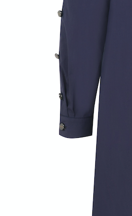 Hakim Yaka Lacivert Uzun Gömlek Elbise