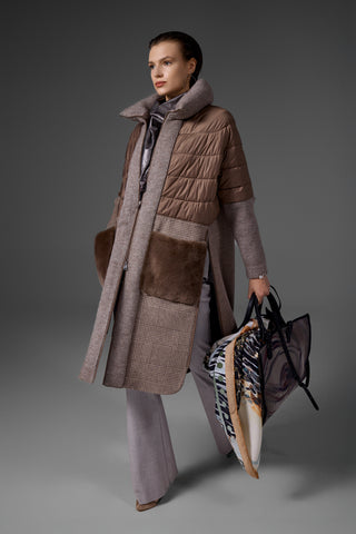 Kahverengi Uzun Shearling Kaban