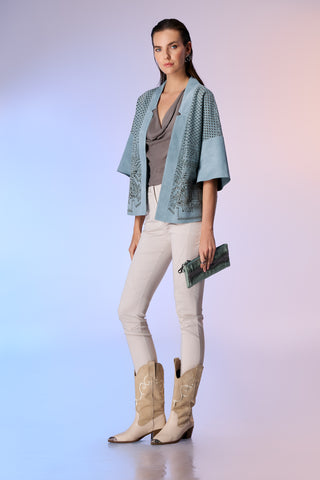 Indigo Süet Kimono Ceket