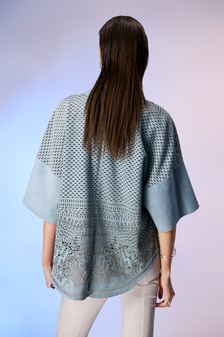 Indigo Süet Kimono Ceket