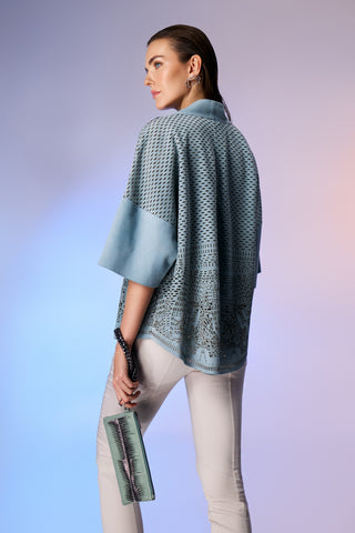 Indigo Süet Kimono Ceket