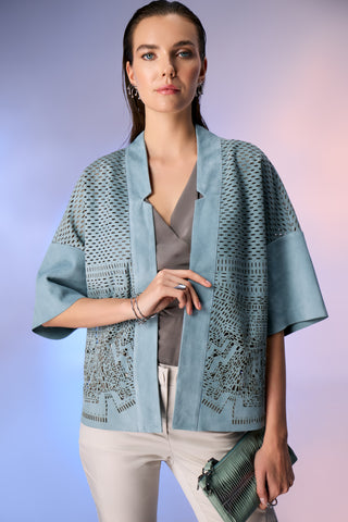 Indigo Süet Kimono Ceket