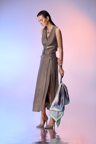 Burgundy Wrap Long Skirt