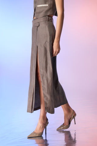 Burgundy Wrap Long Skirt