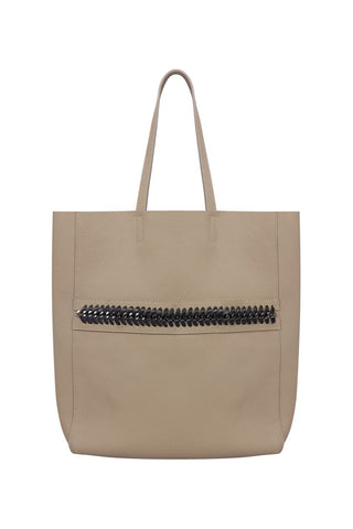 Taş Rengi Zincir Detaylı Shopper Çanta