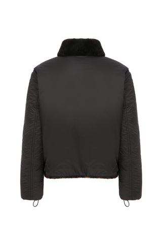 Leopar Desenli Çift Taraflı Shearling Kürk Ceket