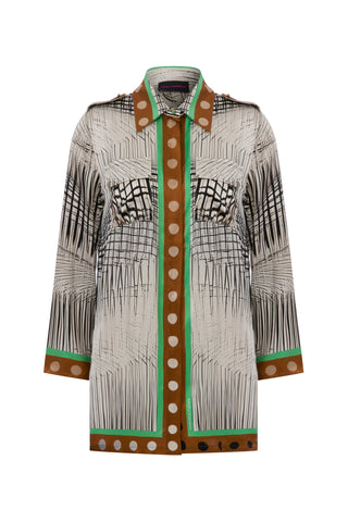 "Mirror self" Desenli İpek Gömlek