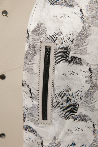 Bej Cep Detaylı Kadın Deri Ceket