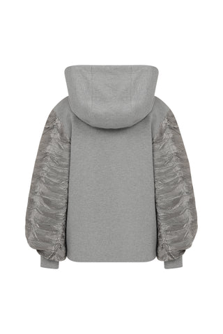 Hooded Jacket with Pleated Details