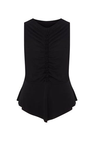 Siyah Drape Detaylı Jarse Bluz