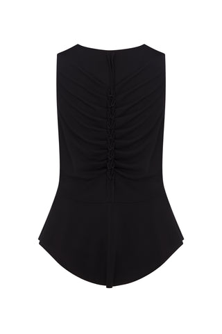 Siyah Drape Detaylı Jarse Bluz