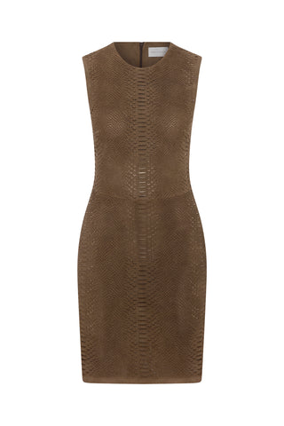 Süet Smoky Renk Dokulu Mini Elbise