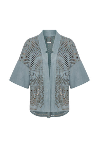 Indigo Süet Kimono Ceket