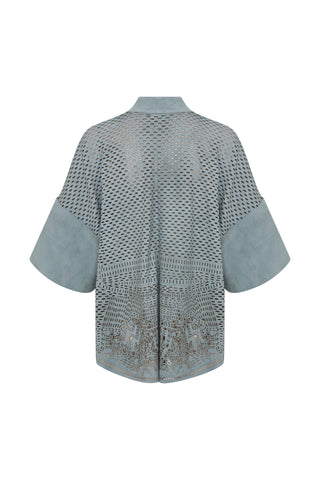 Indigo Süet Kimono Ceket