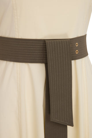 Butteryellow Rengi Midi Kuşak Detaylı Elbise