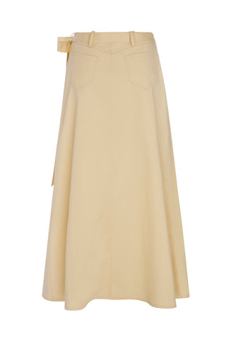 Butteryellow Rengi Midi Anvelop Detaylı Etek