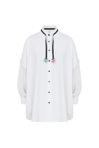 Mandarin Collar White Shirt