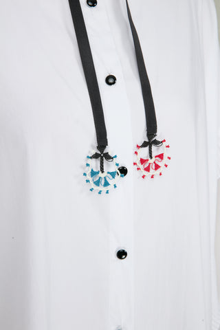 Mandarin Collar White Shirt