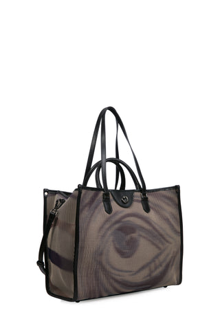 Göz Figürü Dokulu Örme Tote Çanta