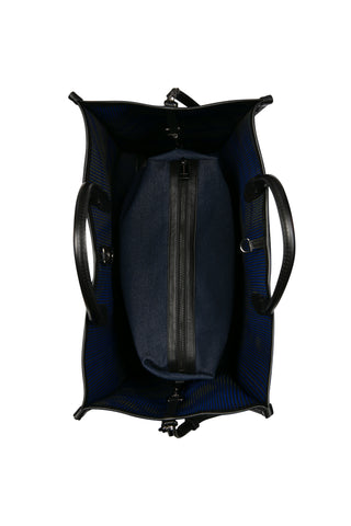 Lacivert Grafik Dokulu Örme Tote Çanta