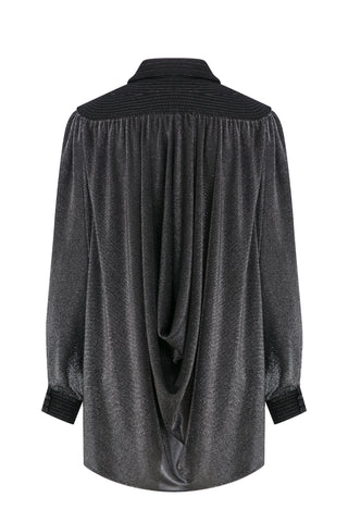 Gri Işıltılı Dökümlü Gömlek