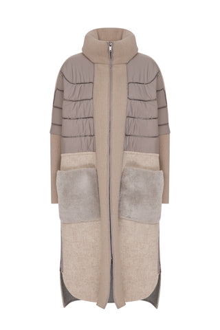 Kahverengi Uzun Shearling Kaban