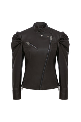 Kahverengi Karpuz Kollu Deri Ceket