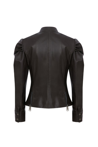 Kahverengi Karpuz Kollu Deri Ceket