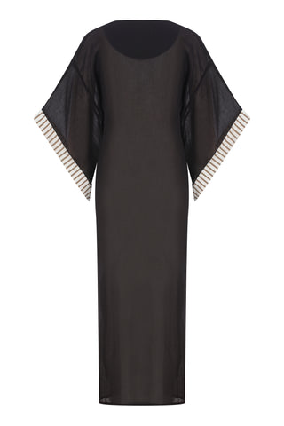 Doğal Pamuk Kutnia Siyah Kaftan