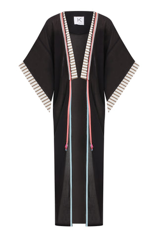 Doğal Pamuk Kutnia Siyah Kaftan