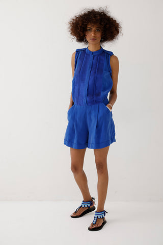 Cupro Saks Mini Shorts Jumpsuit