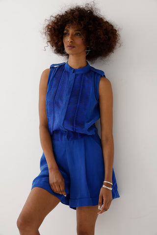Cupro Saks Mini Shorts Jumpsuit