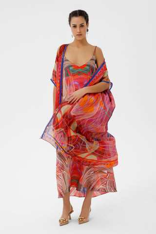 Strappy V-Neck Silk Dress