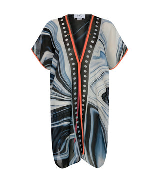 K By Kaprol SS22 Wave Pattern Silk Chiffon Kaftan