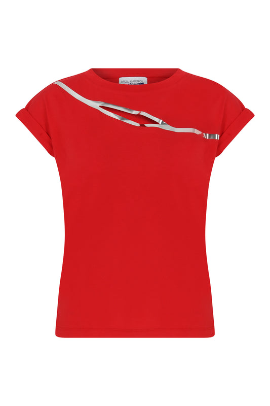 Arzu Kaprol Biz- SS21 Hotfix Detaylı Kırmızı T-shirt