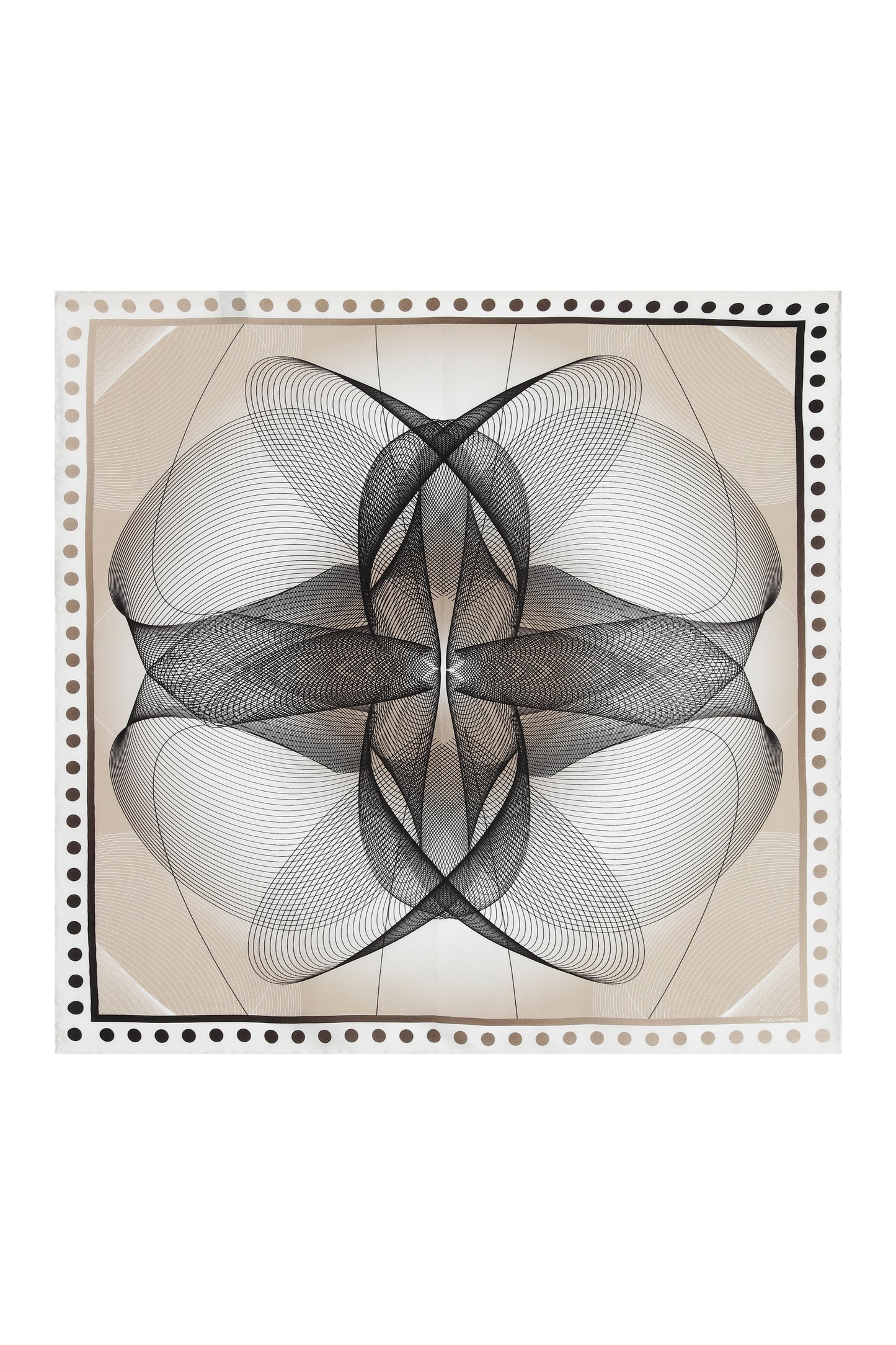 Arzu Kaprol-BİZ Astral Nude desen ipek fular (50x50)